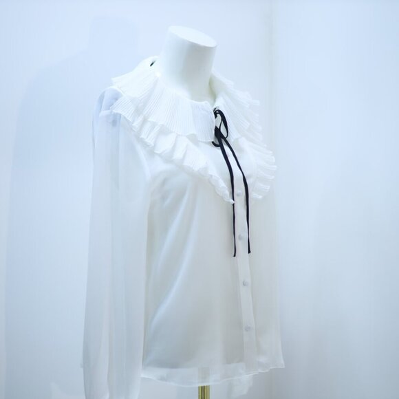 Zara Buttoned Blouse With Bow Size M - Picture 4 of 4